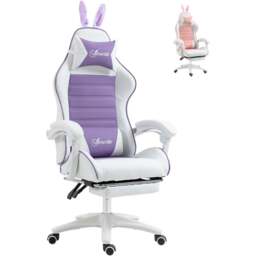 Portland Purple PU Leather Rabbit Ears Recliner Gaming Chair - Size: 65 x 63 x 142cm - Wilko - thumbnail 3