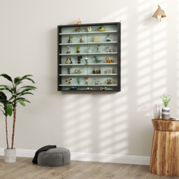 HOMCOM 7-Tier Glass Doors Black and White Wall Display Cabinet - Size: 83.0 cm x 9.5 cm x 80.0 cmcm - Wilko - thumbnail 5