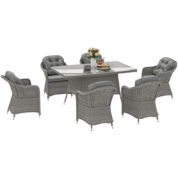 Outsunny 6 Seater Grey Rattan Garden Dining Set with Seat and Back Cushions - Wilko - thumbnail 3