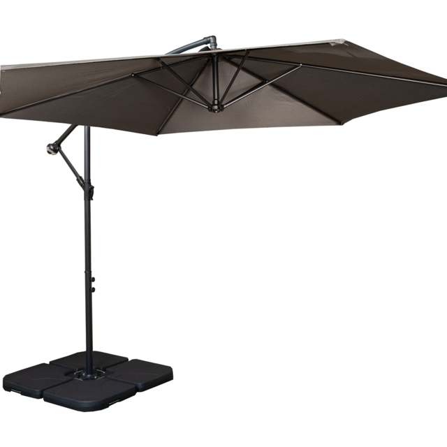 Samuel Alexander Grey Cantilever Banana Parasol with Crank Handle and Base Weights 3m - Wilko - image 1