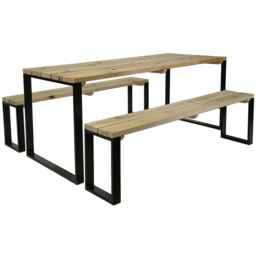 Cerland Blakea 6 Seater Wooden Garden Dining Bench Set - Tan - Wilko - thumbnail 3