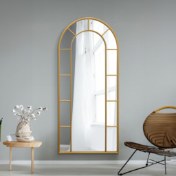 The Arcus Gold Arched Metal Leaner Wall Mirror 190 x 85cm - MirrorOutlet - Wilko - thumbnail 3