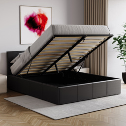 Vida Designs Lisbon King Size Black Faux Leather Ottoman Bed - Wilko - thumbnail 5