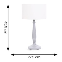 ValueLights Victoria White Fabric Drum Shade Grey Wood Traditional Stem LED Table Lamp - Size: 45.5 x 25.5 x 25.5cm - Wilko - thumbnail 7