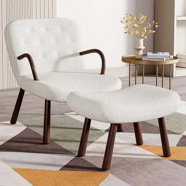 Living and Home White Sherpa Armchair and Footstool Set - Size: Single - Wilko - image 1