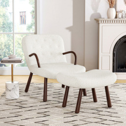 Living and Home White Sherpa Armchair and Footstool Set - Size: Single - Wilko - thumbnail 4