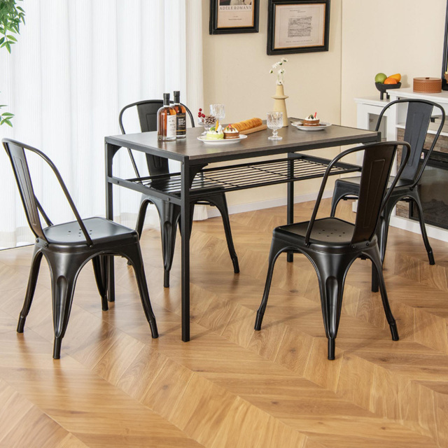 Costway Black Metal High Back Bar Stool Set of 4 - Size: 87 x 47 x 47cm - Wilko - image 1