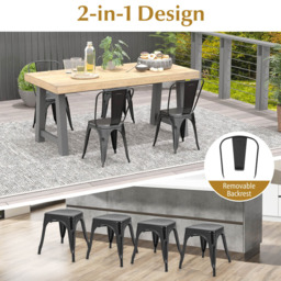 Costway Black Metal High Back Bar Stool Set of 4 - Size: 87 x 47 x 47cm - Wilko - thumbnail 5