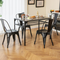 Costway Black Metal High Back Bar Stool Set of 4 - Size: 87 x 47 x 47cm - Wilko - thumbnail 1
