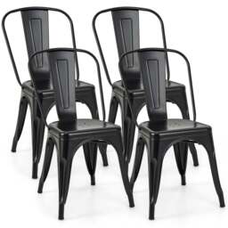 Costway Black Metal High Back Bar Stool Set of 4 - Size: 87 x 47 x 47cm - Wilko - thumbnail 3