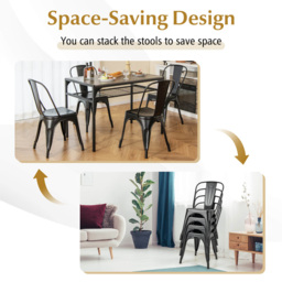 Costway Black Metal High Back Bar Stool Set of 4 - Size: 87 x 47 x 47cm - Wilko - thumbnail 7