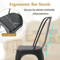 Costway Black Metal High Back Bar Stool Set of 4 - Size: 87 x 47 x 47cm - Wilko - thumbnail 6