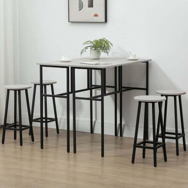 Portland 4 Seater Grey Bar Tables with Stools - Wilko - image 1