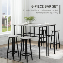 Portland 4 Seater Grey Bar Tables with Stools - Wilko - thumbnail 7