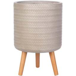 wilko Plaited Style Beige Indoor Cylinder Plant Pot with Legs 46cm - Instadecor - thumbnail 1