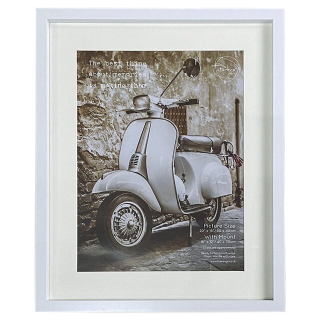 White Mounted Box Photo Frame 16 x 12 inch - Size: Multi - The Port. Co Gallery - Wilko - image 1