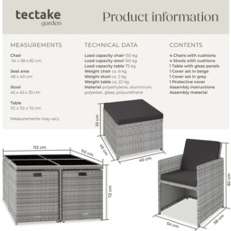 tectake Manhattan 8 Seater Rattan Garden Dining Set Light Grey - Wilko - thumbnail 7