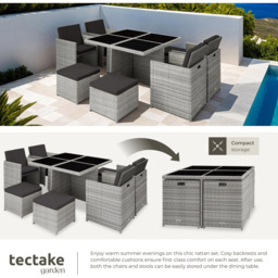 tectake Manhattan 8 Seater Rattan Garden Dining Set Light Grey - Wilko - thumbnail 5