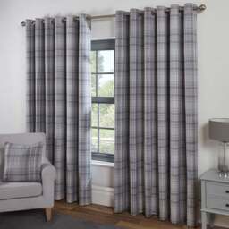 Divante Hatfield Grey Check Blackout Curtains 183 x 168cm - Size: W 183 x D 168cm - Wilko