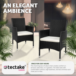tectake Nantes Set of 2 Black and Beige Polyrattan Garden Chair - Size: 85 x 57 x 59cm - Wilko - thumbnail 5