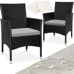 tectake Nantes Set of 2 Black and Beige Polyrattan Garden Chair - Size: 85 x 57 x 59cm - Wilko - thumbnail 3