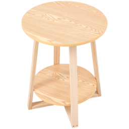Living and Home 2-Tier Natural Round Side Table - Size: 60 x 50 x 50cm - Wilko - thumbnail 3