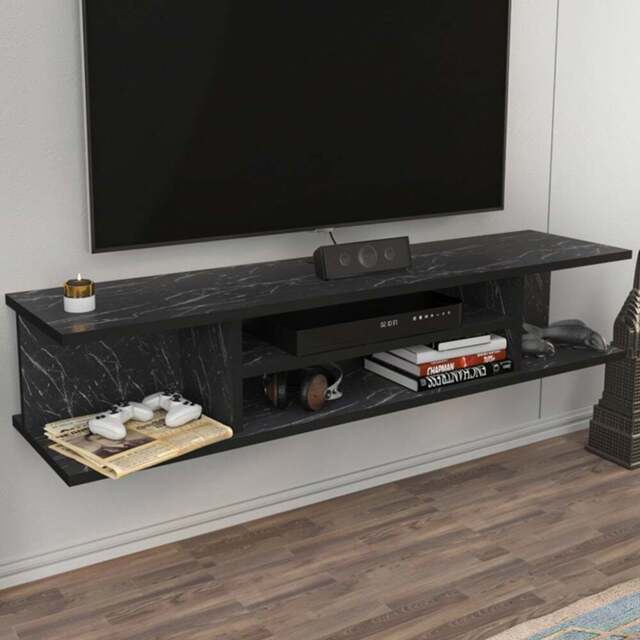 Decorotika Pivot 4 Shelf Bendir Floating TV Unit - Size: 23.2 x 120 x 29.5cm - Black - Wilko - image 1