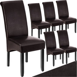 tectake Set of 6 Brown Faux Leather High Backrest Dining Chair - Wilko - thumbnail 3