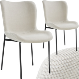 tectake Tessa Set of 2 Off White and Black Woven Fabric Padded Dining Chair - Wilko - thumbnail 3