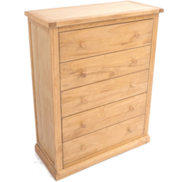 Cabinet Bits Lucca 5 Drawer Brown Wood Knob Chest of Drawers - Wilko - thumbnail 5