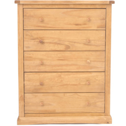 Cabinet Bits Lucca 5 Drawer Brown Wood Knob Chest of Drawers - Wilko - thumbnail 3