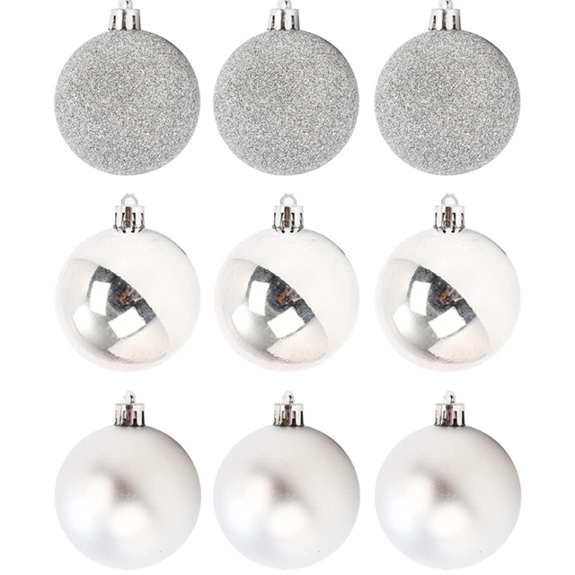 Shatchi 5cm Silver Shatterproof Christmas Bauble 9 Pack - Wilko - image 1
