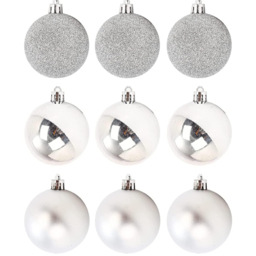 Shatchi 5cm Silver Shatterproof Christmas Bauble 9 Pack - Wilko - thumbnail 1