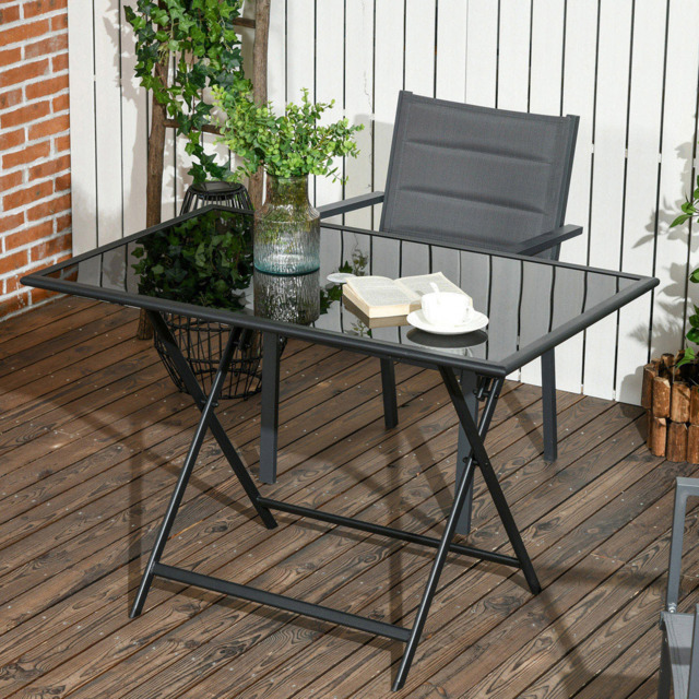 Outsunny 6 Seater Rectangle Folding Outdoor Dining Table Black - Size: 112 x 9 x 72cm - Wilko - image 1