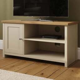 GFW Lancaster Single Door 2 Shelf Cream Small TV Cabinet - Size: 39 x 95 x 49cm - Wilko - thumbnail 1