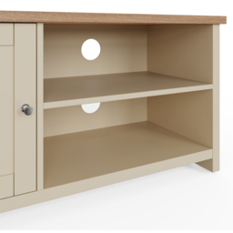 GFW Lancaster Single Door 2 Shelf Cream Small TV Cabinet - Size: 39 x 95 x 49cm - Wilko - thumbnail 6
