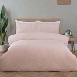 Seersucker Washable Duvet Set Blush Superking - Size: Super King - Divante - Wilko - thumbnail 1