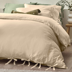Yard Mallow Bow Tie King Size Linen Duvet Set - Cream - Yard Living - Wilko - thumbnail 4