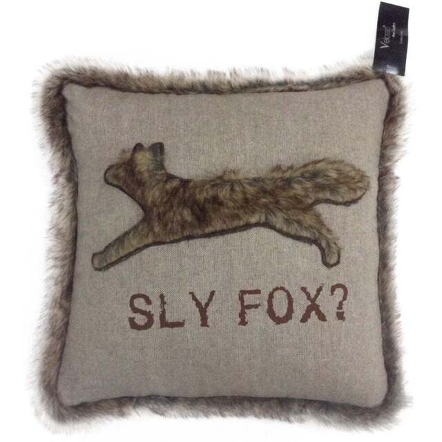 Velosso Fur Trim Sly Fox Filled Cushion 43 x 43cm 2 Pack - Brown - Wilko - image 1