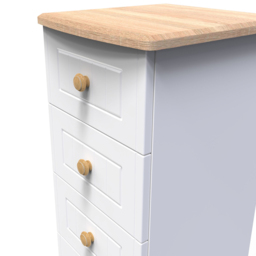 Crowndale Warwick 5 Drawer White Ash and Oak Tall Bedside Cabinet - Wilko - thumbnail 6