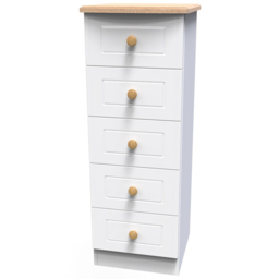 Crowndale Warwick 5 Drawer White Ash and Oak Tall Bedside Cabinet - Wilko - thumbnail 5