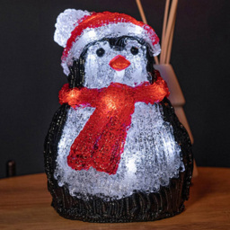 Samuel Alexander Acrylic Penguin LED Christmas Decoration 20cm - Size: 20 x 20 x 20cm - Black - Wilko