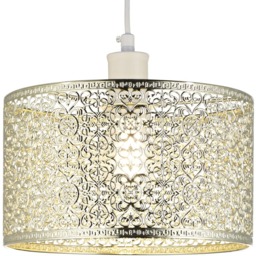 Happy Homewares Moroccan Style Ornate Shiny Gold Metal Pendant Shade - Size: 15 x 25 x 25cm - Wilko - thumbnail 6