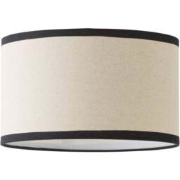 ValueLights Eva Linen Small Drum Shade with Black Trim - Size: 15 x 25 x 25cm - Cream - Wilko - thumbnail 1