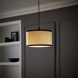 ValueLights Eva Linen Small Drum Shade with Black Trim - Size: 15 x 25 x 25cm - Cream - Wilko - thumbnail 7
