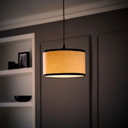 ValueLights Eva Linen Small Drum Shade with Black Trim - Size: 15 x 25 x 25cm - Cream - Wilko - thumbnail 3