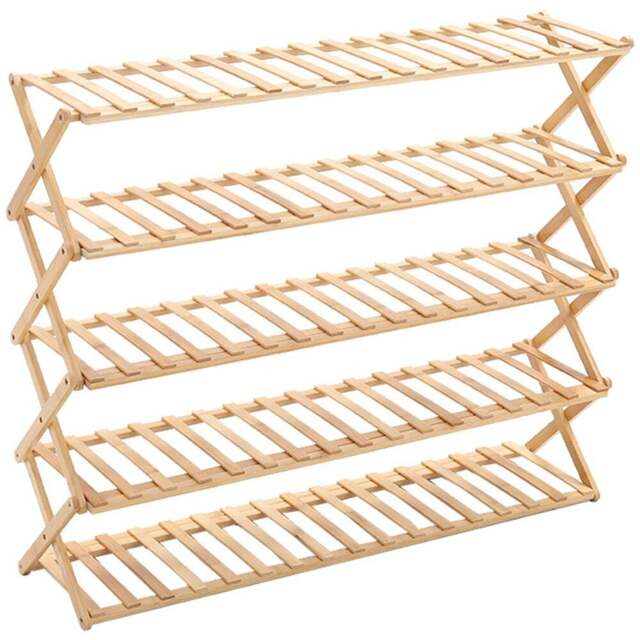 Living And Home 5-Tier Bamboo Flower Stand Rack Holder Multifunctional Storage - Size: 25 x 100 x 78cm - Wood - Wilko - image 1