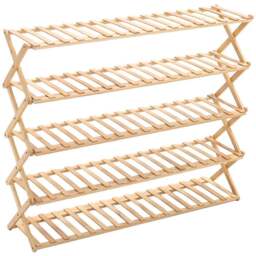 Living And Home 5-Tier Bamboo Flower Stand Rack Holder Multifunctional Storage - Size: 25 x 100 x 78cm - Wood - Wilko - thumbnail 1