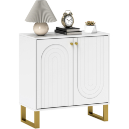 HOMCOM 2 Door White Sideboard Storage Cabinet with Adjustable Shelf - Size: 19.8 x 40.8 x 83.3cm - Wilko - thumbnail 3
