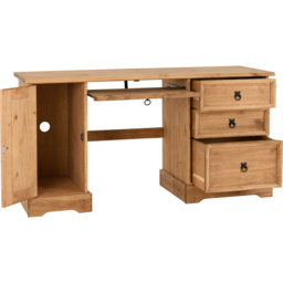 Seconique Corona Computer Desk Distressed Waxed Pine - Size: 48 x 145 x 75cm - Brown - Wilko - thumbnail 5